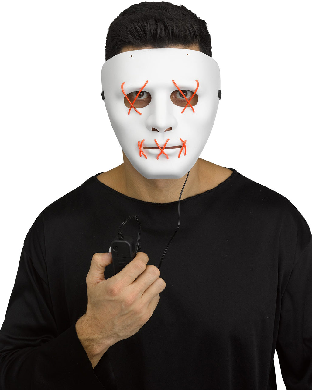 Leuchtende LED Maske Rot - Weiß
