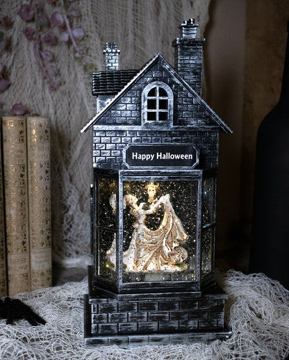 Bright Water House Lantern With Skeleton Wedding Couple 27cm