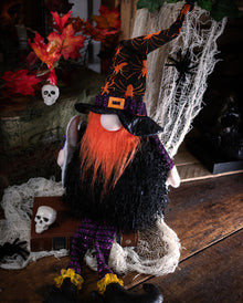 Leuchtender Halloween Gnom Kantenhocker mit Geist 75cm