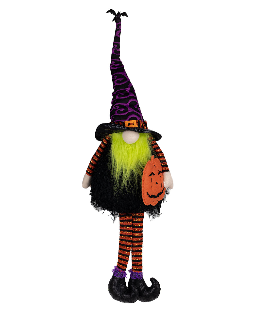 Leuchtender Halloween Gnom Kantenhocker mit Kürbis 75cm