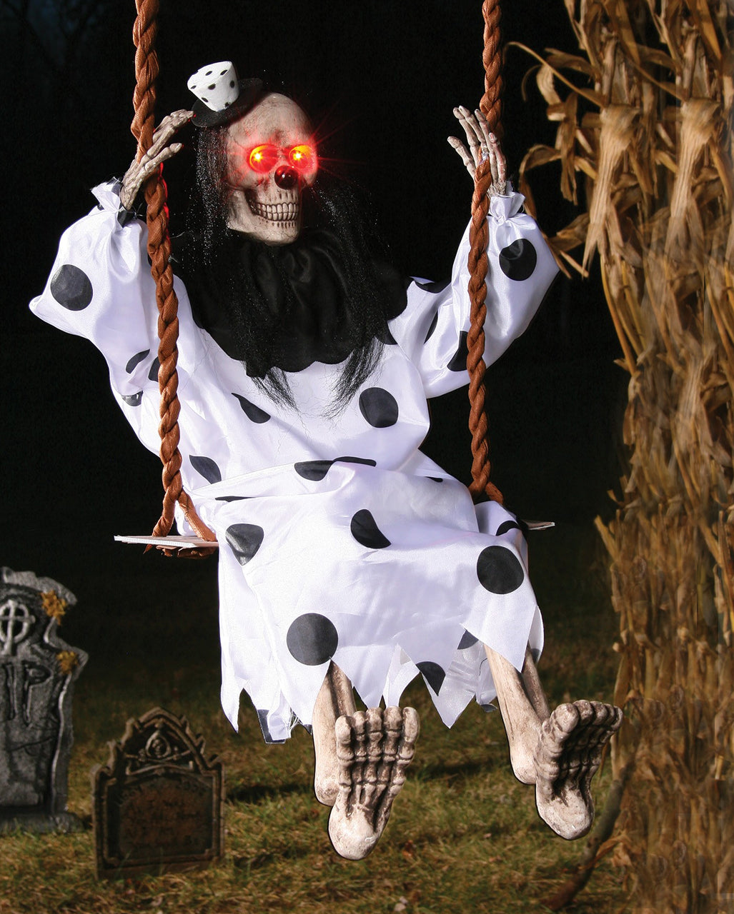 LED Clownskelett auf Schaukel 90 cm