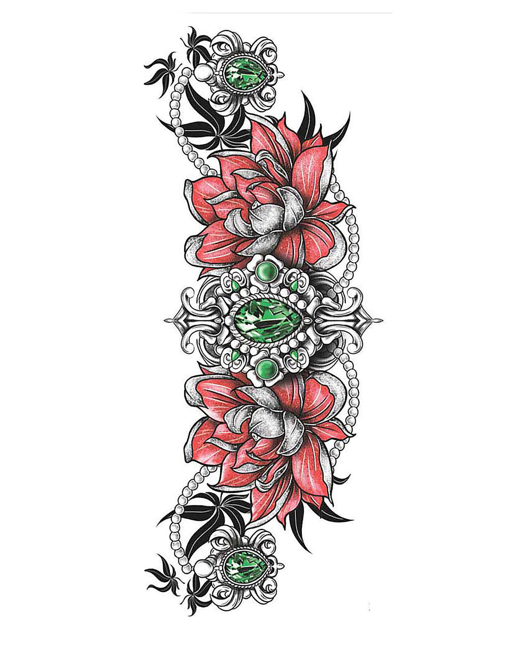 Lotus Blüte & Smaragd Schlüsselbein Klebetattoo