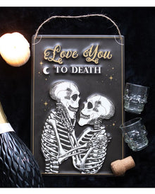 "Love You To Death" Skelettpärchen Metallschild 30x20cm