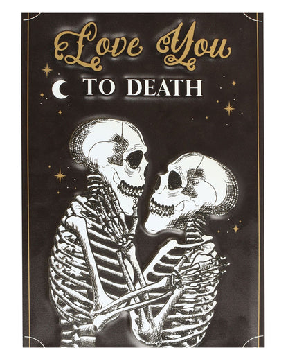 "Love You To Death" Skeleton Couple Metal Sign 30x20cm