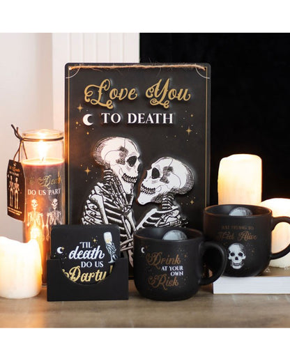 "Love You To Death" Skeleton Couple Metal Sign 30x20cm