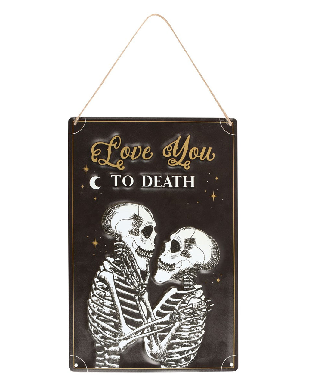 "Love You To Death" Skeleton Couple Metal Sign 30x20cm