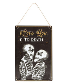 "Love You To Death" Skelettpärchen Metallschild 30x20cm