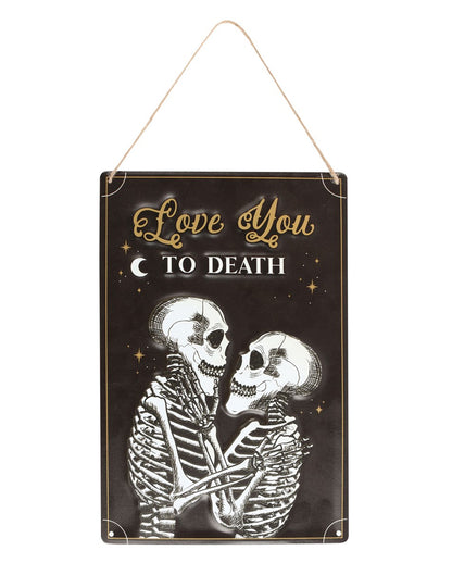 "Love You To Death" Skeleton Couple Metal Sign 30x20cm