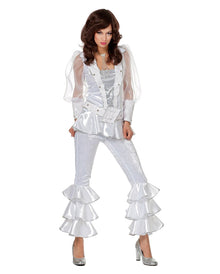 Weißes 70s Mama Mia Deluxe Kostüm