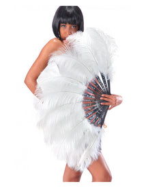 Weißer Burlesque Federfächer XXL 50cm