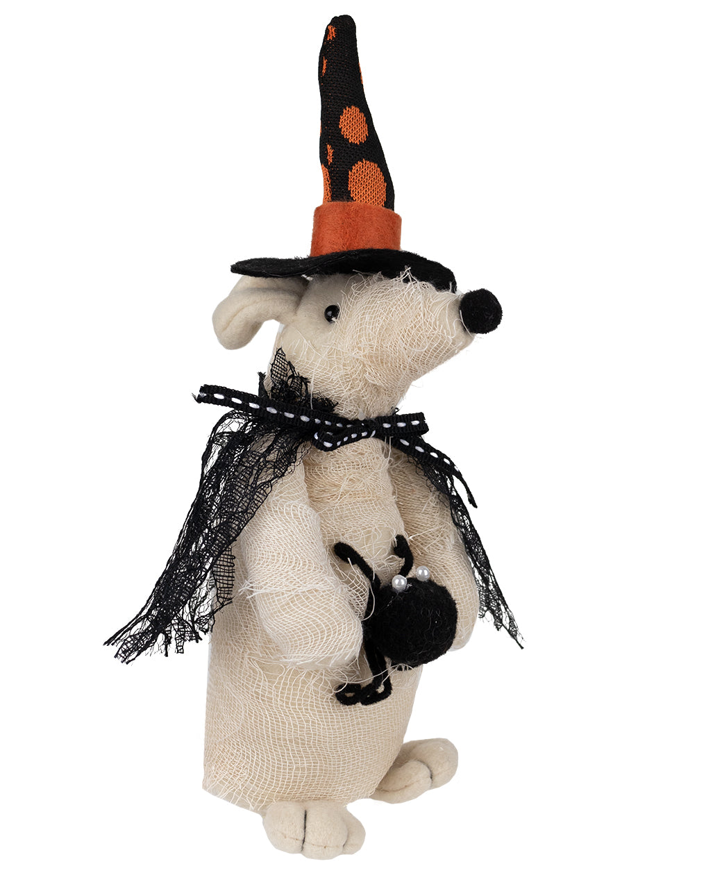 Pluche Halloween Muis Met Spin 23cm
