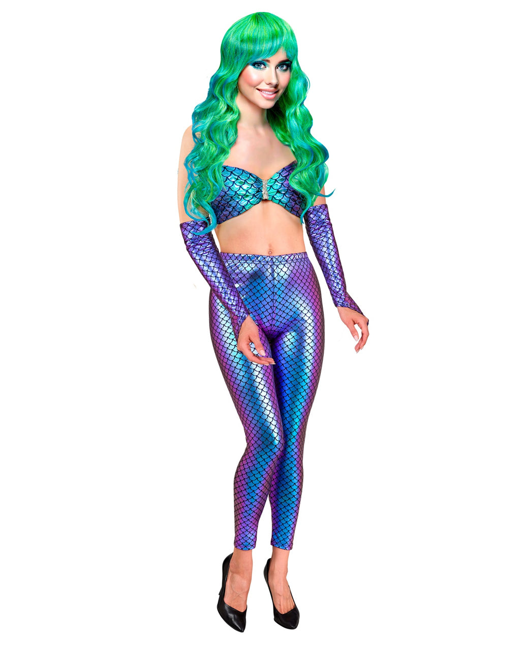 Meerjungfrau Leggings Lila-Blau Metallic
