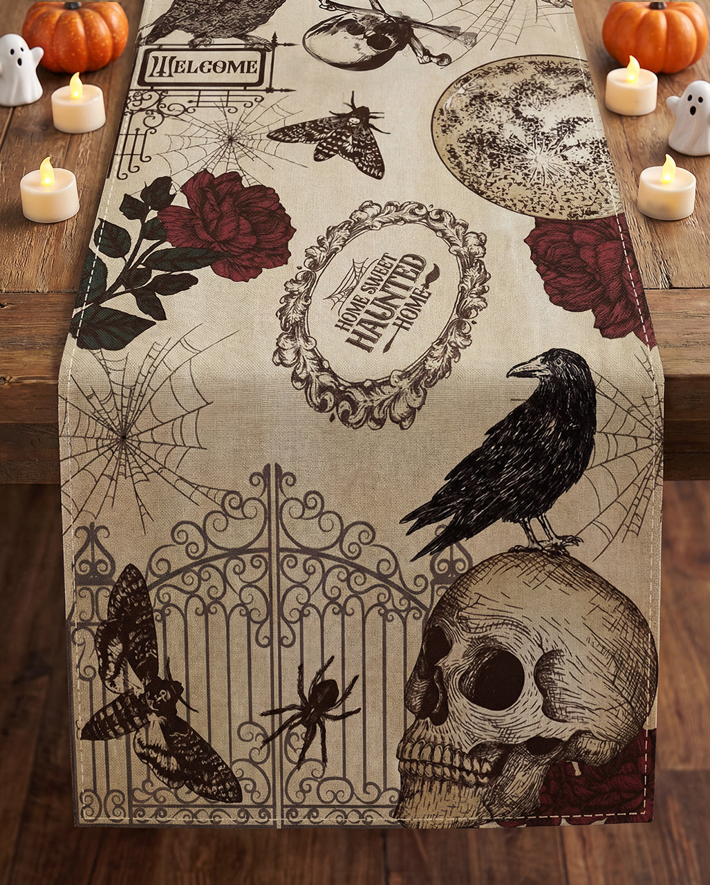 Chemin de table Memento Mori Garden, 183 cm