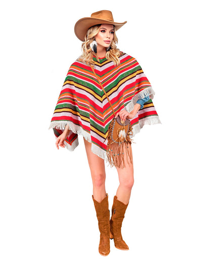 Mexikanischer Poncho mit Fransen