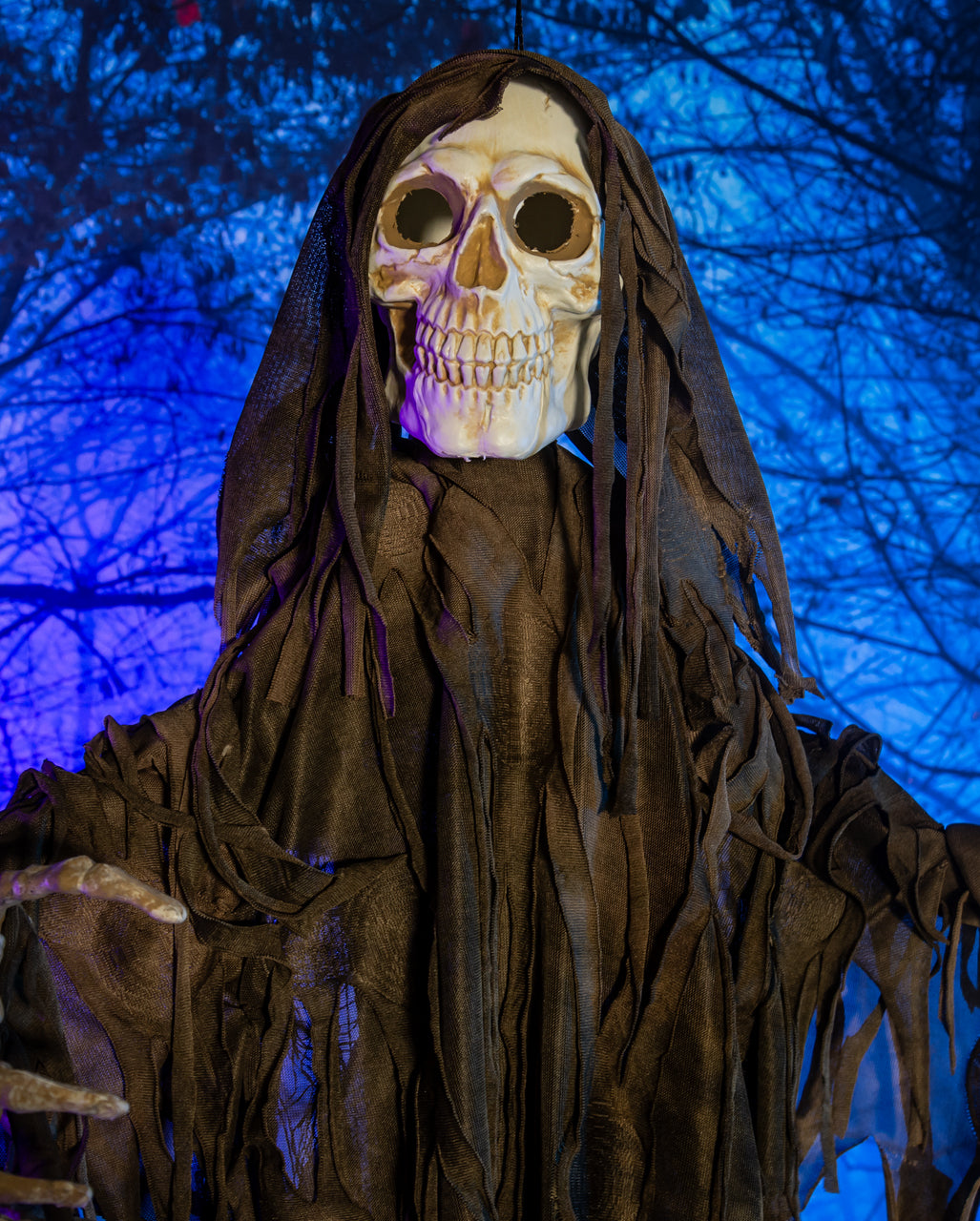 Modriger Fetzenreaper mit Bewegung, Licht & Ton 100cm