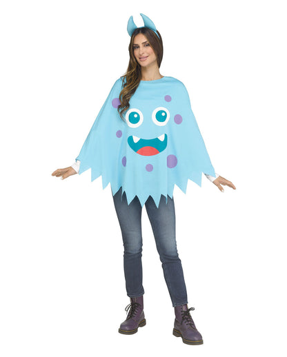 Blauer Monster Kostüm Poncho