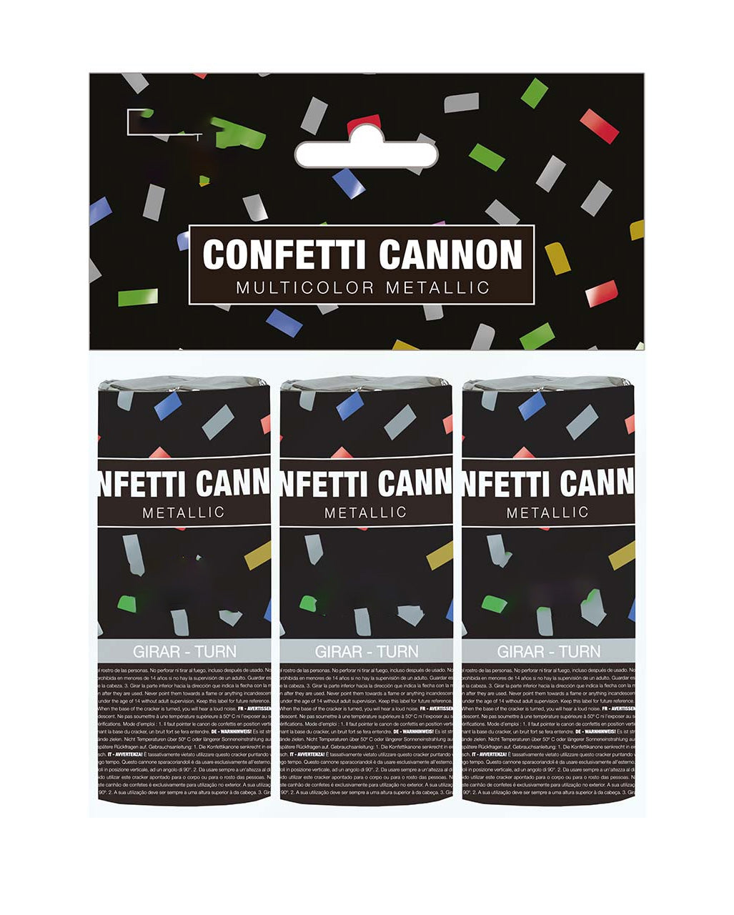 3 Pcs Multi Color Confetti Cannon 10,5cm