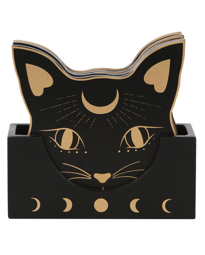 Dessous De Verre Mystique à Face De Chat, Set De 4