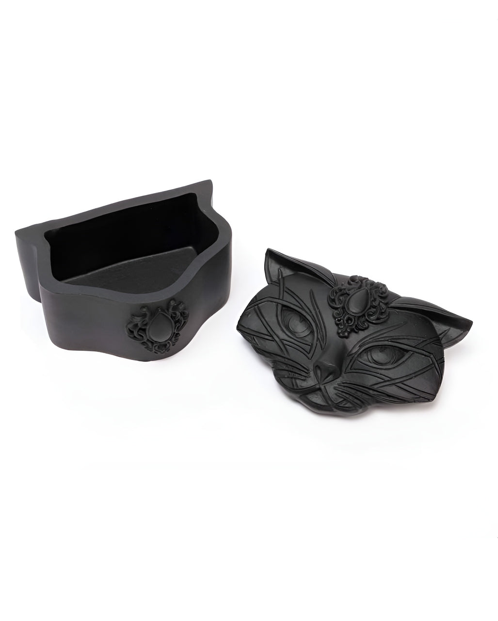 Schwarze Schatulle mit heiliger Katze 10,5cm