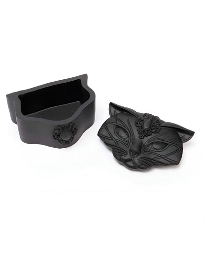 Schwarze Schatulle mit heiliger Katze 10,5cm
