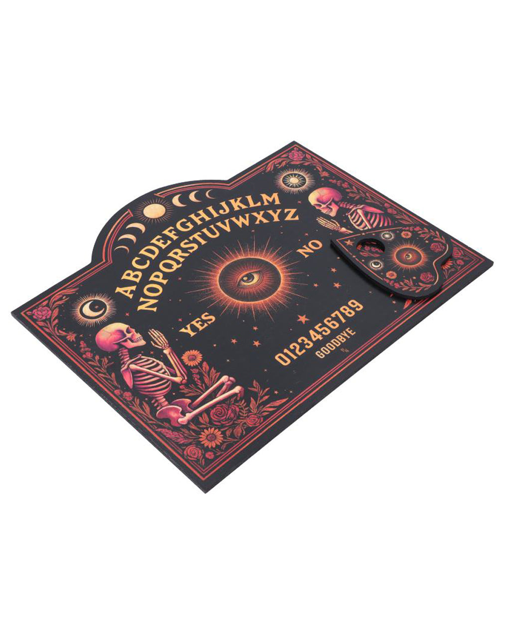 Mysterious Ouija Board with Skeleton & Floral Accents