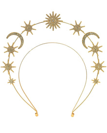 Mystisches Sonne Mond Sterne Diadem Gold
