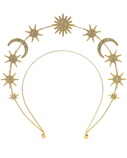 Mystisches Sonne Mond Sterne Diadem Gold
