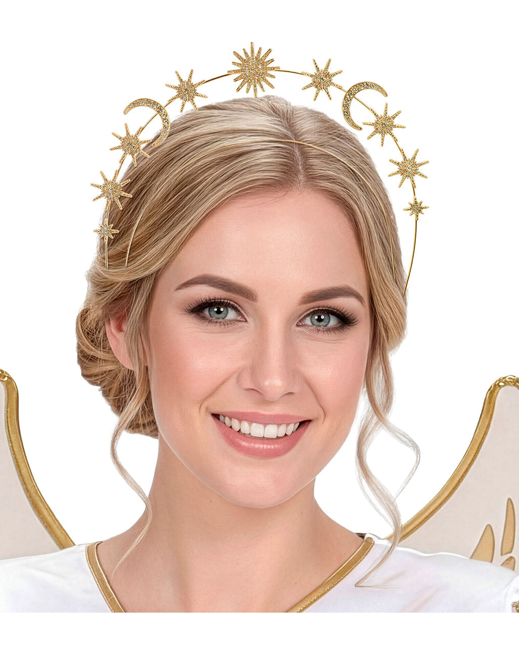 Mystisches Sonne Mond Sterne Diadem Gold