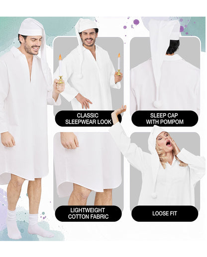 Nachthemd Kostüm mit Schlafmütze Unisex