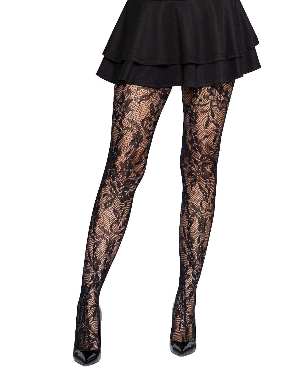 Netzstrumpfhose mit Floralem Motiv