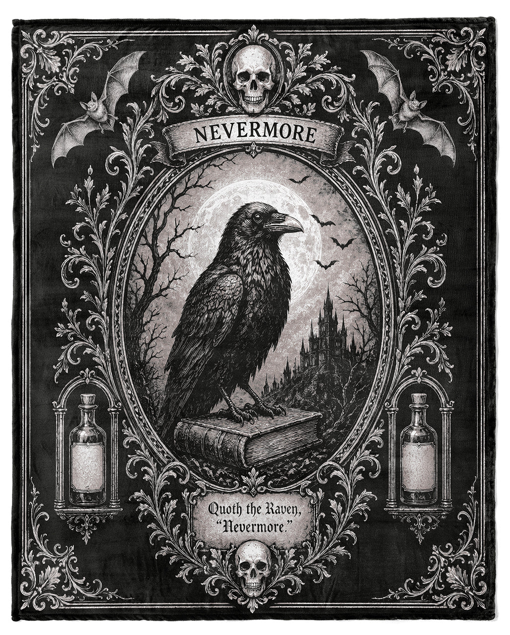 Noctis Manor „Quoth the Raven“ Gothic Kuscheldecke 178x152cm