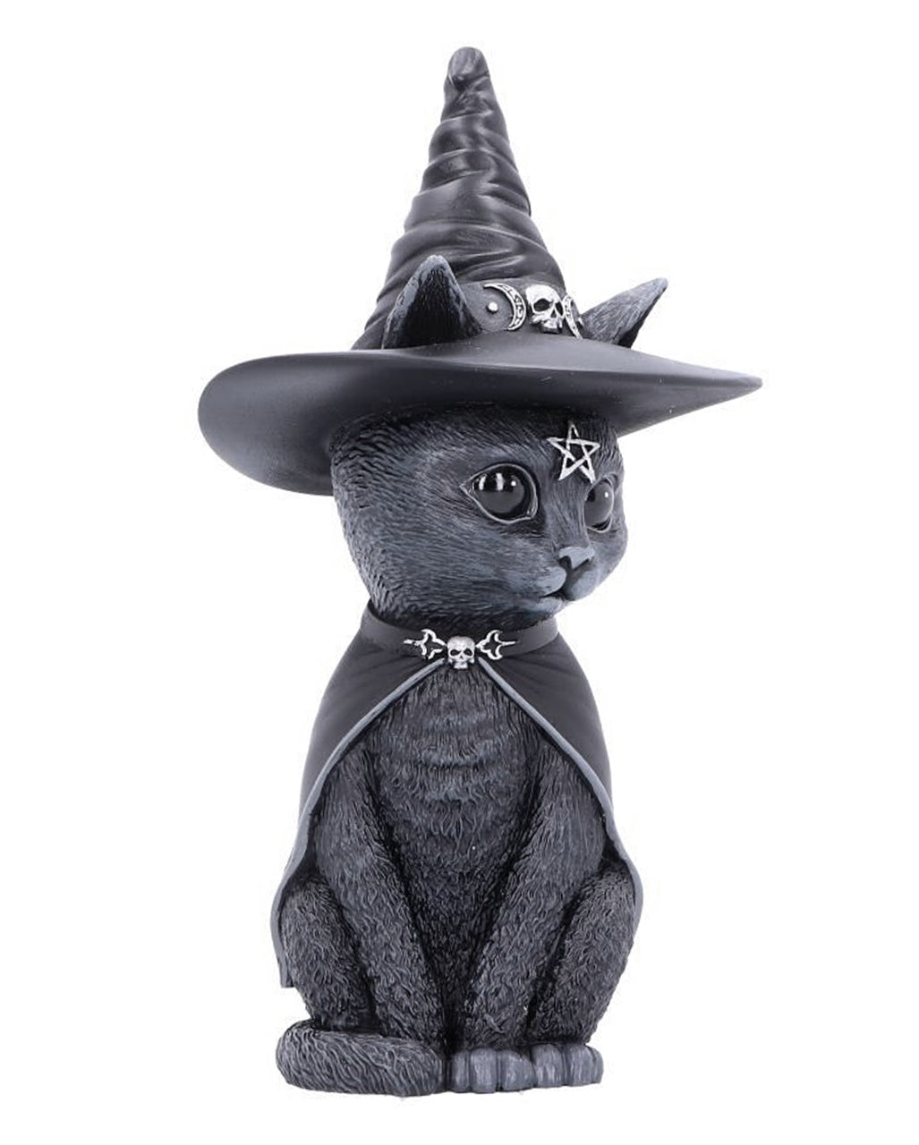 Mystische Katzenfigur mit Hexenhut 30cm