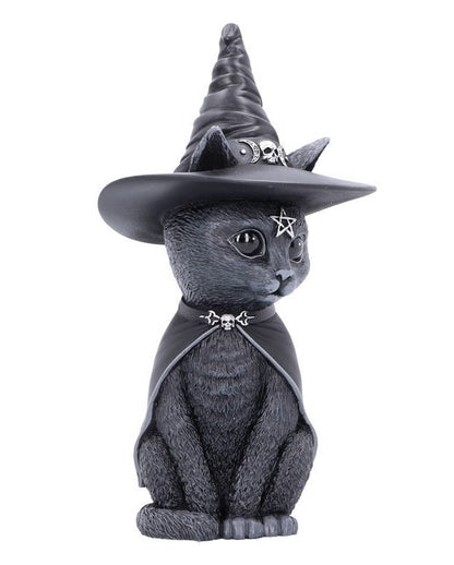 Mystische Katzenfigur mit Hexenhut 30cm