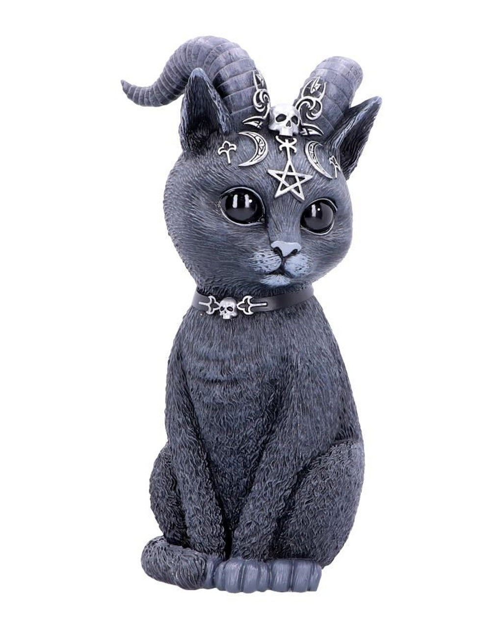 Mystische Katzenfigur mit Ziegenhörner 26,5cm