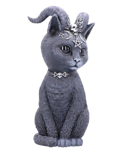 Mystische Katzenfigur mit Ziegenhörner 26,5cm