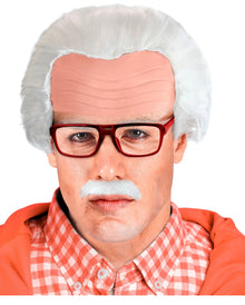 Opa Perücke mit Glatze - Schnurrbart & Brille
