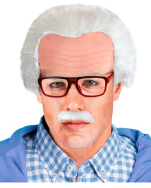Opa Perücke mit Glatze - Schnurrbart & Brille