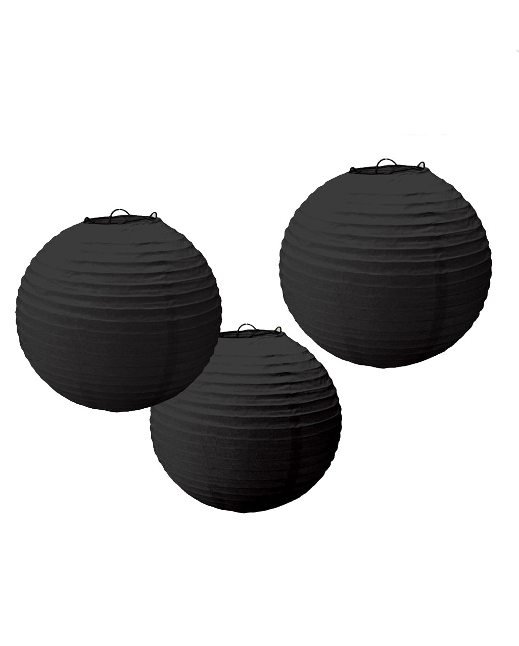 Schwarzes Papier Lampion Set 3tlg.