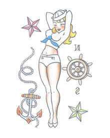Pin Up Klebetattoo mit Matrosenmotiv