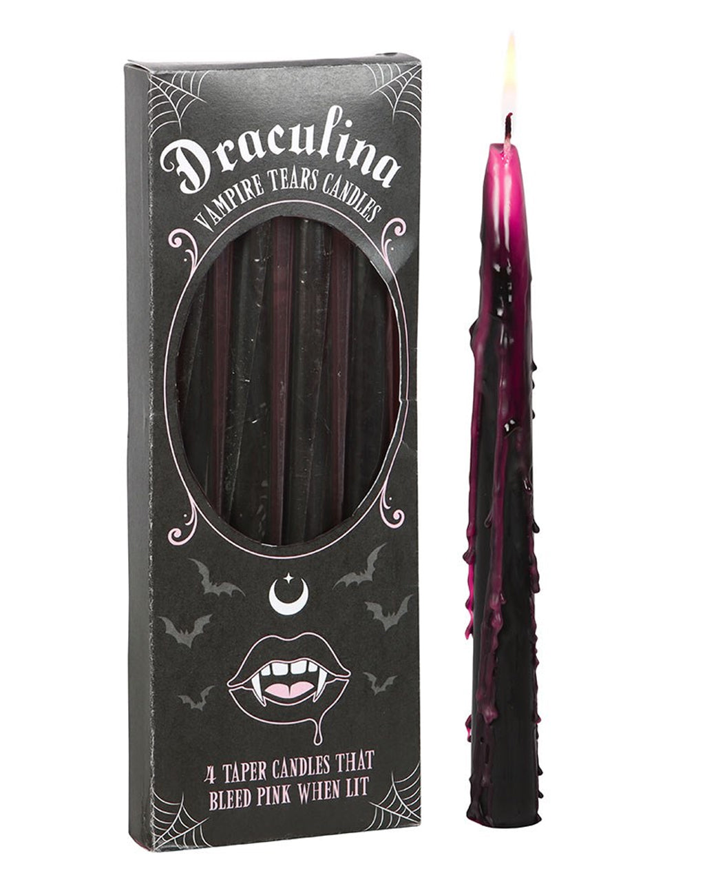 Pink "Bleeding" Vampire Candles Set Of 4