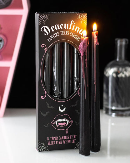 Pink "Bleeding" Vampire Candles Set Of 4
