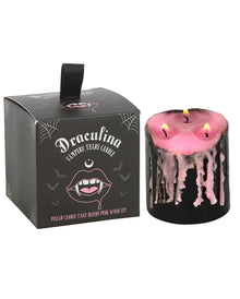 Pink "Blutende" Vampir Stumpenkerze 7,5cm