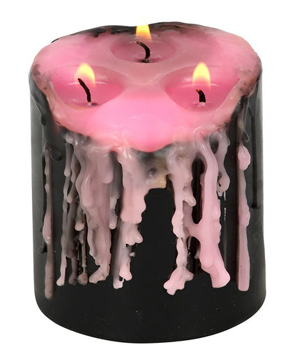 Pink "Blutende" Vampir Stumpenkerze 7,5cm