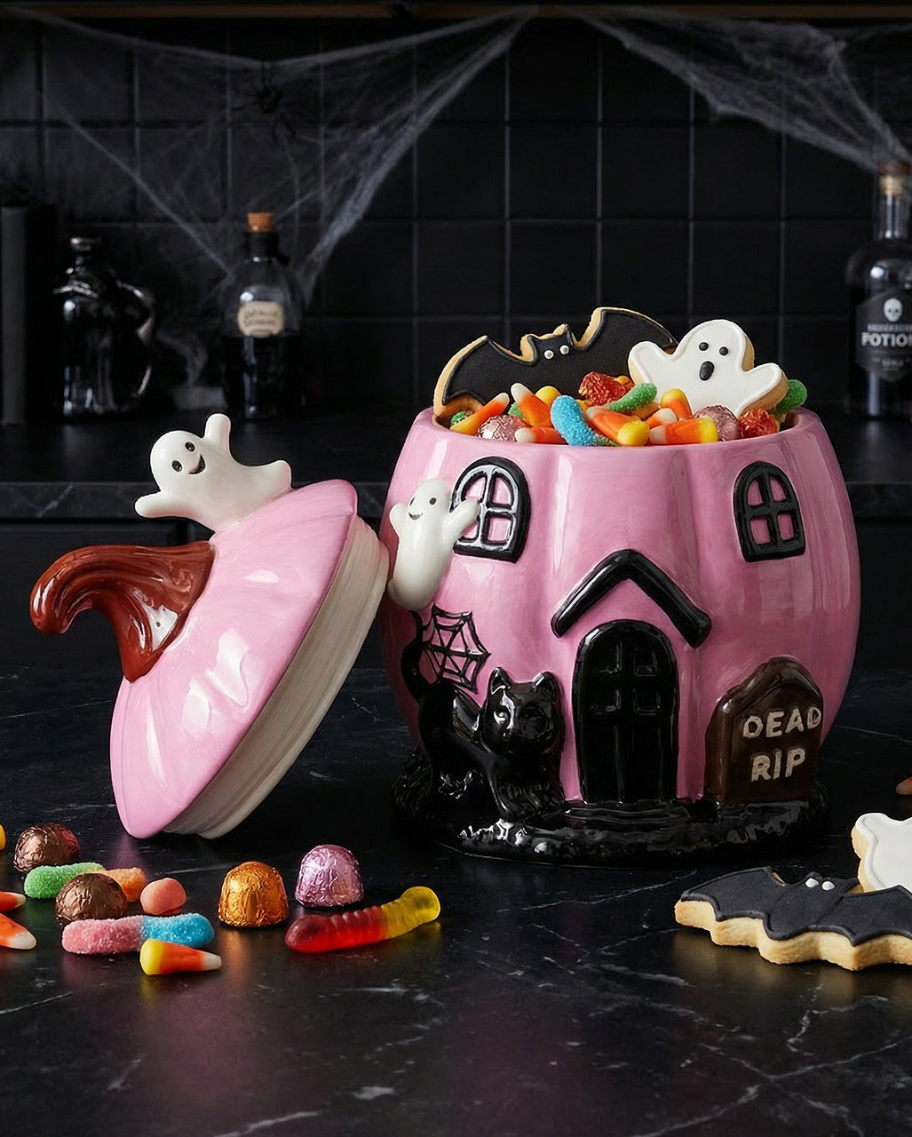 Pinke Summerween Kürbis Keksdose 18cm