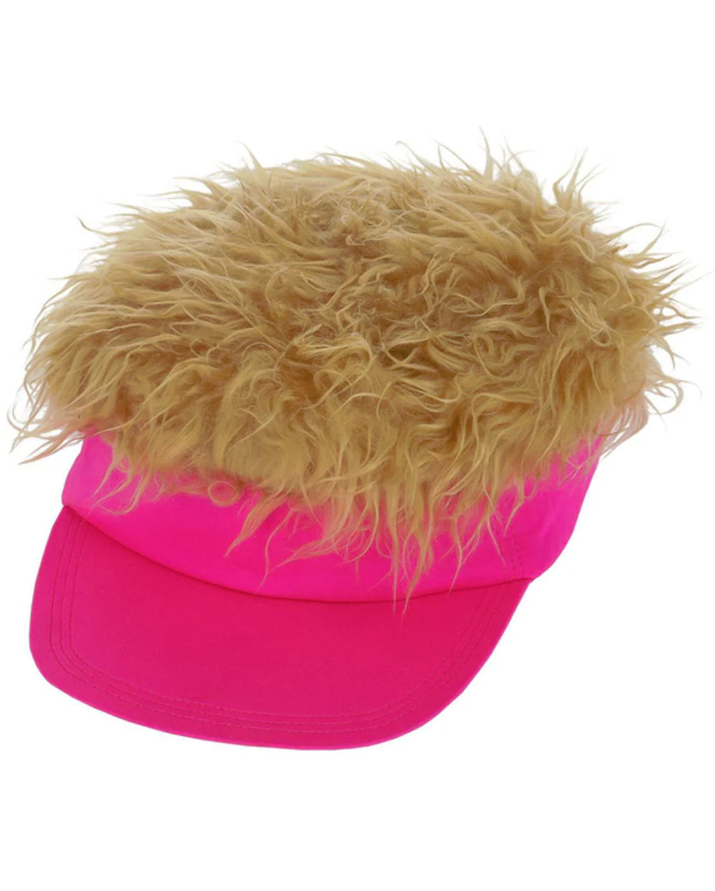Pinker 80s Visierhut mit dunkelblondem Haar