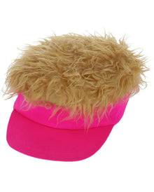 Pinker 80s Visierhut mit dunkelblondem Haar