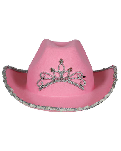 Cappello Da Cowboy Rosa Con Strass E Paillettes