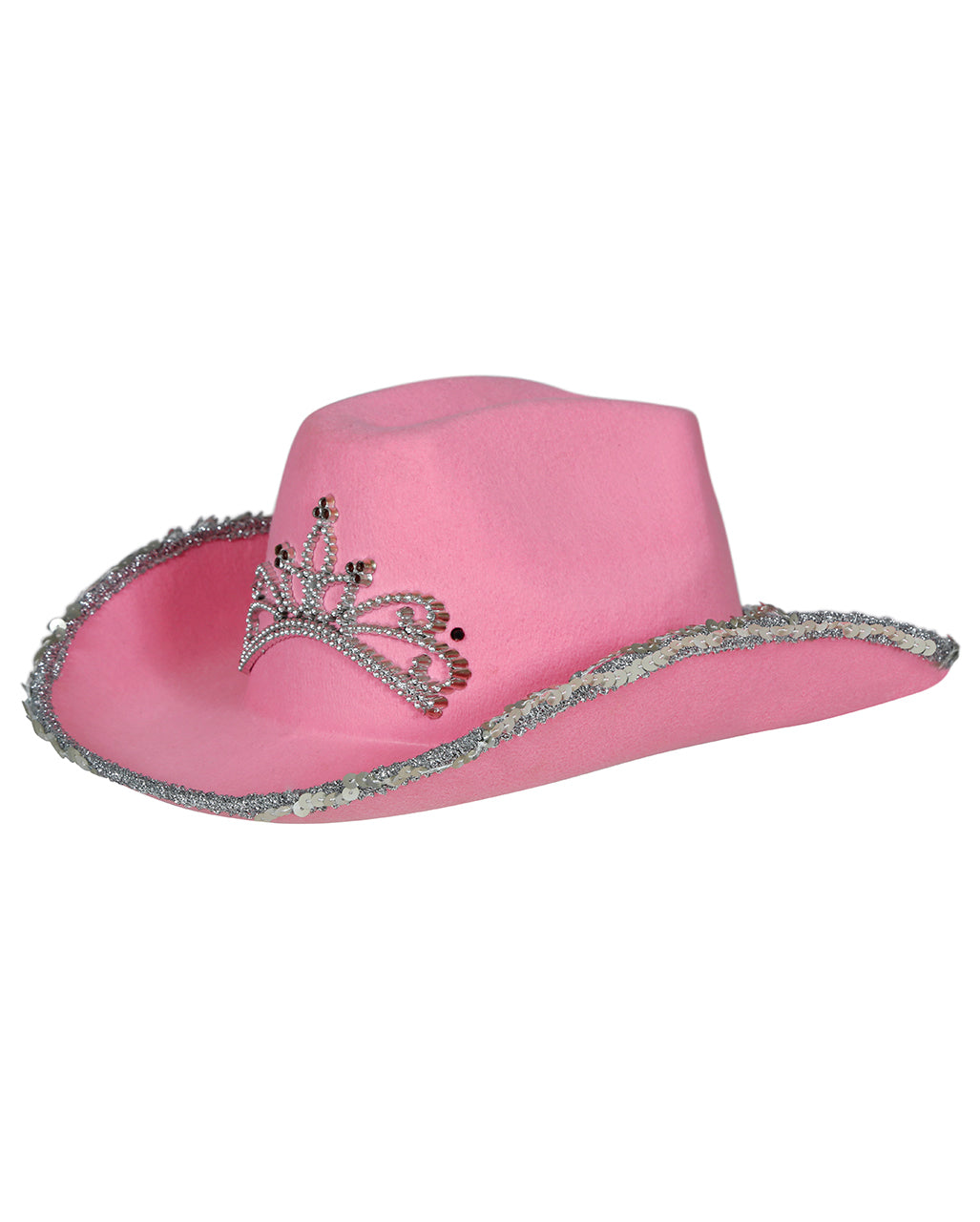 Cappello Da Cowboy Rosa Con Strass E Paillettes