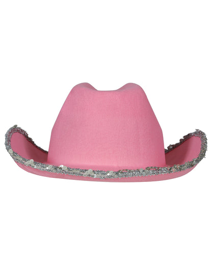 Cappello Da Cowboy Rosa Con Strass E Paillettes