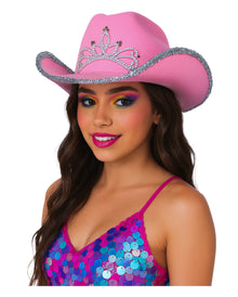 Sombrero Vaquero Rosa Con Strass Y Lentejuelas